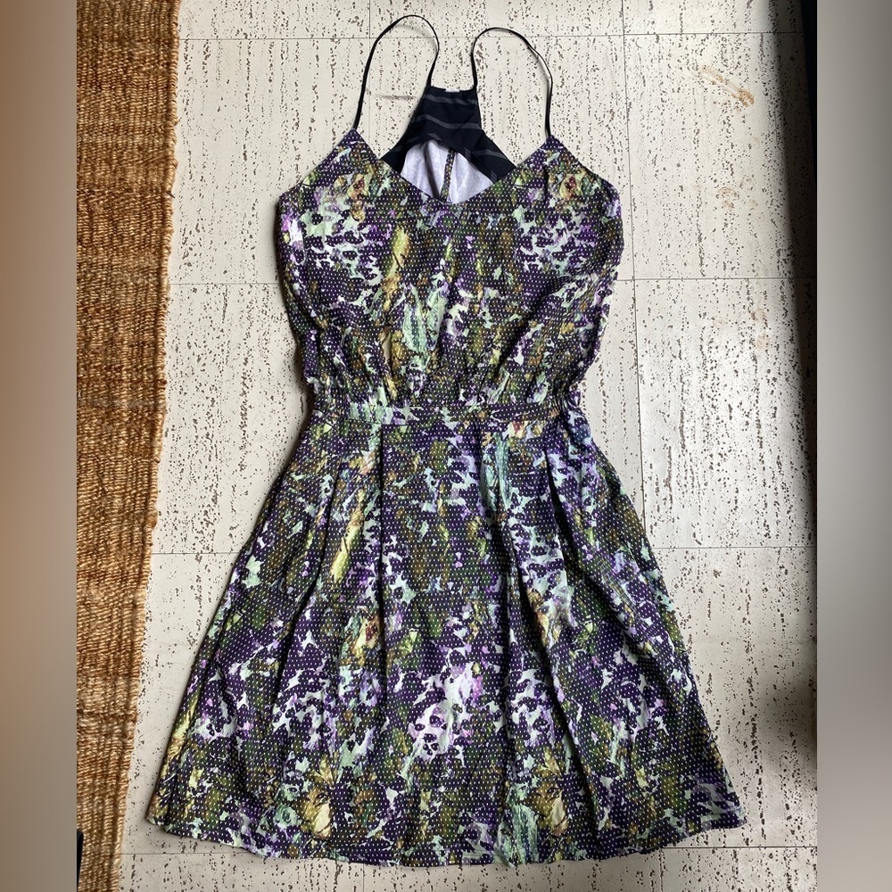 Lululemon City Summer Dress Green Dotted Cut Out Back Sleeveless Mini Dress